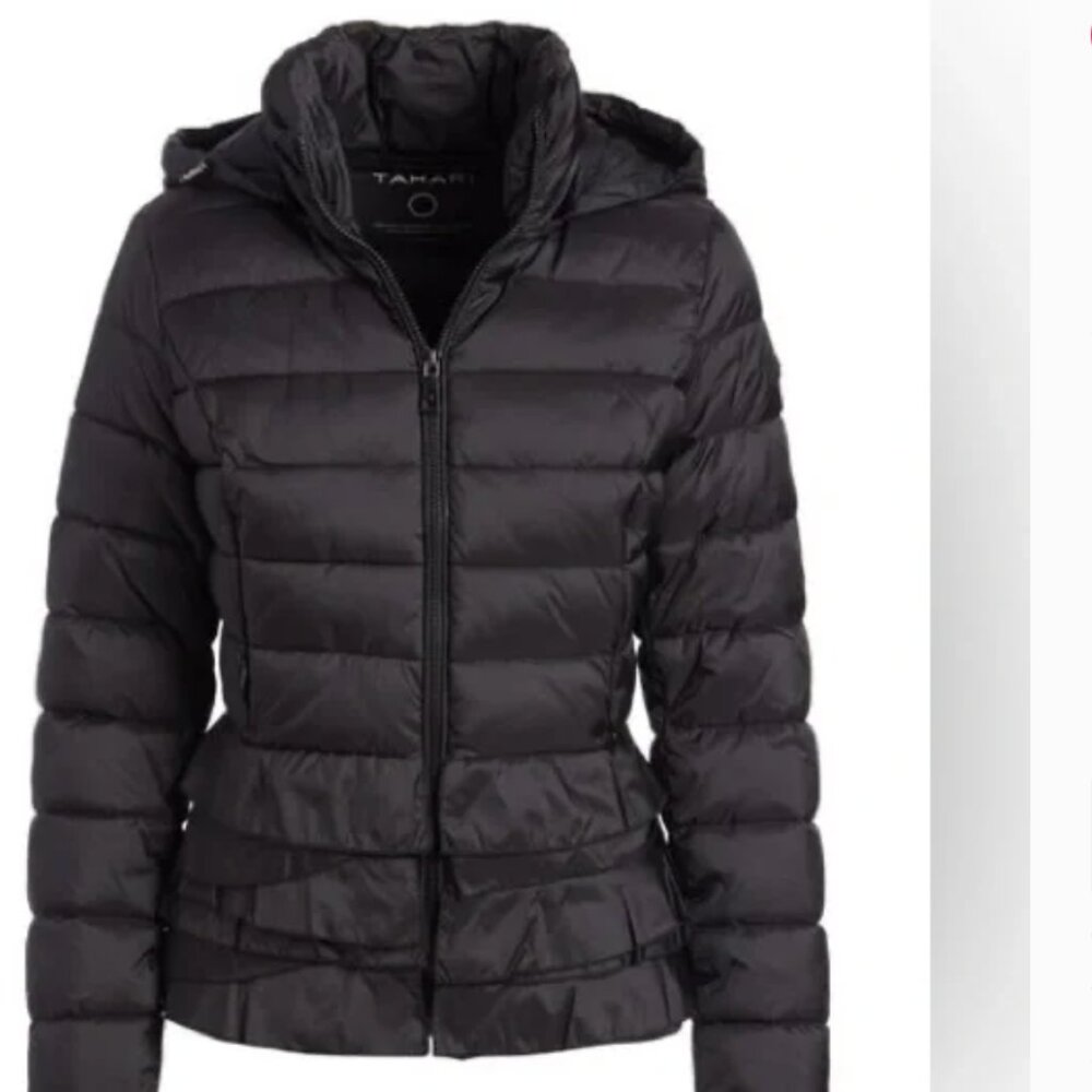 Tahari Women's Ruffle Puffer Coat Jacket Insulated Size Large